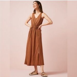 NWOT Athleta Echo Sleeveless Midi Crepe Dress || Size Small || Bronze Rust